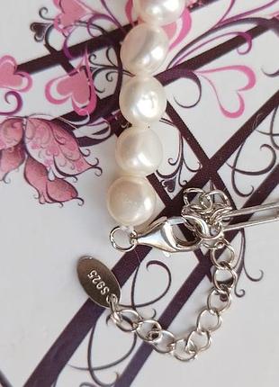 Серебряный браслет с натуральным жемчугом барокко7 фото
