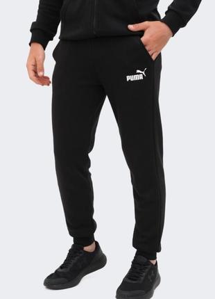Спортивные штаны на флисе черные теплые джоггеры оригинал puma 586714_01