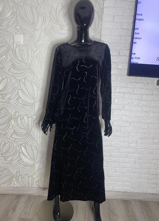 Бархатный костюм длинная юбка на резинке и кофта rivoli, xxl 52-54р