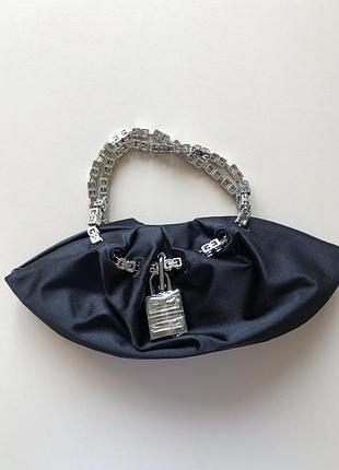 Сумка шелковая в виде kenny mini givenchy кни мини, черная сумка атласная