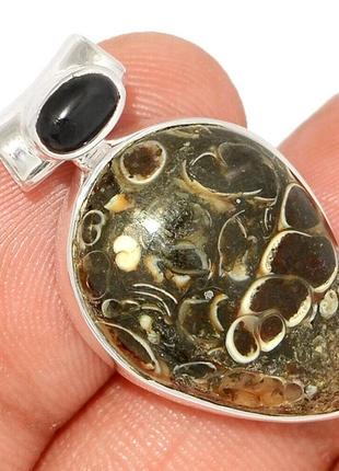 Черепаховая яшма turtella jasper серебряный кулон, 2488кля