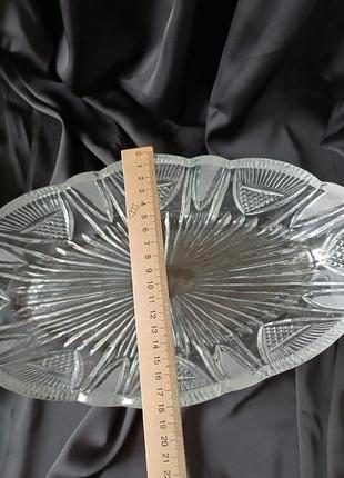 Ваза «ладья» большая из хрусталя фруктовница блюдо конфетница для сервировки стола ссср