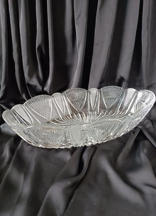 Ваза «ладья» большая из хрусталя фруктовница блюдо конфетница для сервировки стола ссср
