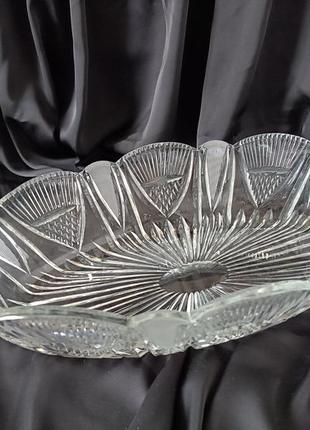 Ваза «ладья» большая из хрусталя фруктовница блюдо конфетница для сервировки стола ссср