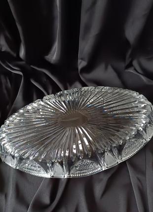 Ваза «ладья» большая из хрусталя фруктовница блюдо конфетница для сервировки стола ссср