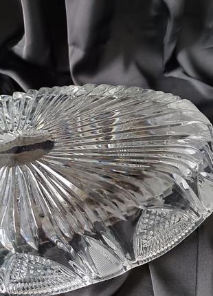 Ваза «ладья» большая из хрусталя фруктовница блюдо конфетница для сервировки стола ссср