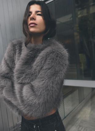 Шубка жіноча сіра вкорочена zara new