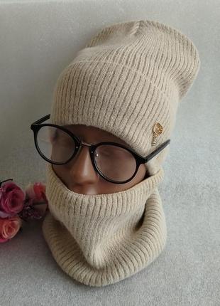 Новий зимовий комплект з альпаки: шапка і снуд (утеплені флісом)