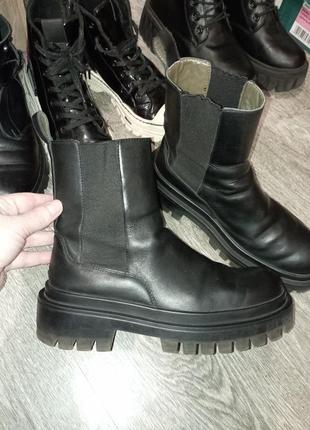 Демисезонные черные высокие ботинки челси zara, размер 37