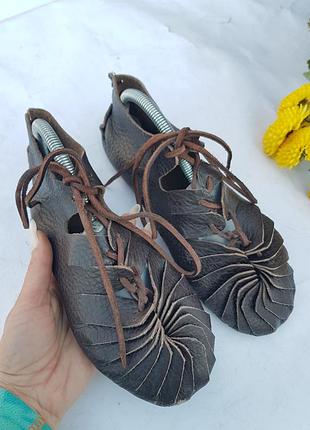 Уникальные оригинальные кожаные средневековые кельтские хиппи бохо сандалии балетки на...