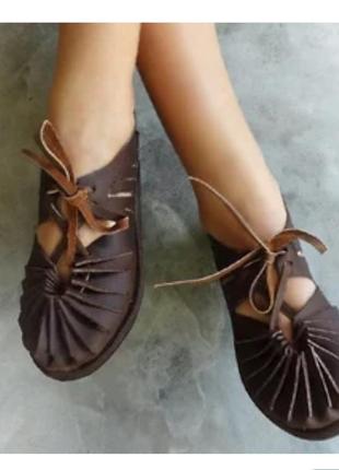Уникальные оригинальные кожаные средневековые кельтские хиппи бохо сандалии балетки на...