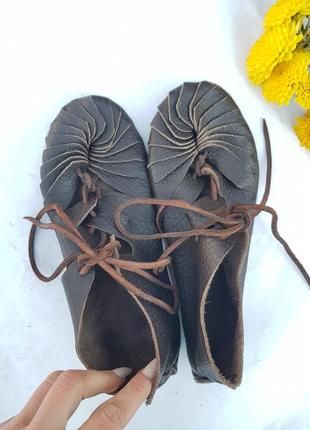 Уникальные оригинальные кожаные средневековые кельтские хиппи бохо сандалии балетки на...