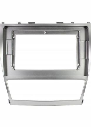 Переходная рамка lesko 10.1" silver для toyota camry, aurion, daihatsu altis 2006-2011 auto air-conditioning