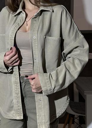 Джинсова оверсайз сорочка zara