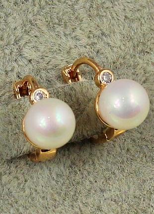 Сережки дитячі xuping jewelry сфера з перлинкою 1,2 см золотисті