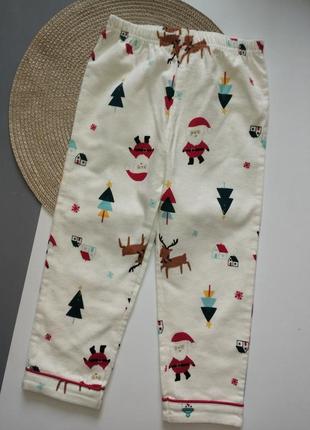 Штаны домашние, пижамные брюки с новогодним принтом на 98 см (3 года).