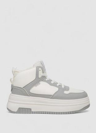 Кроссовки женские зимние на меху, цвет бело-серый, 248ram09