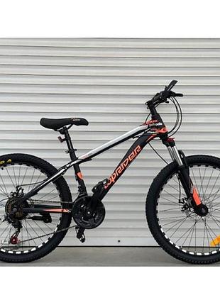 Спортивний велосипед 24 дюйми toprider 611 рама сталева 14 дюймів shimano 21 швидкість жовтогарячий