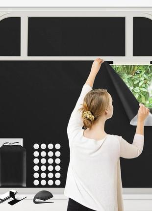 Портативні затемнюючі жалюзі,tikhome blackout blinds 150 x 300cm 420d black out fabric без свердлу затятющені