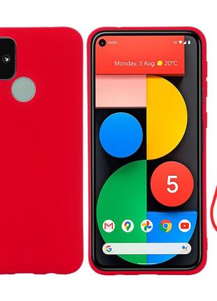 Силіконовий чохол для google pixel 4a 5g червоний з мікрофіброю soft touch