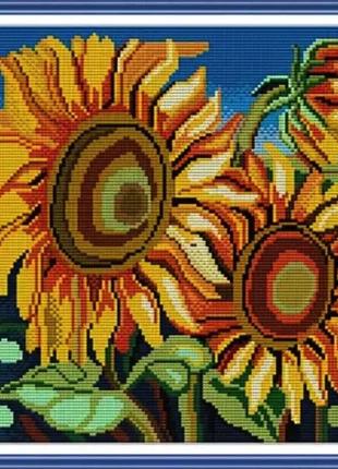 Набір для вишивання за нанесеною на канву схемою "sunflower".aida 11ct printed , 40*32 см