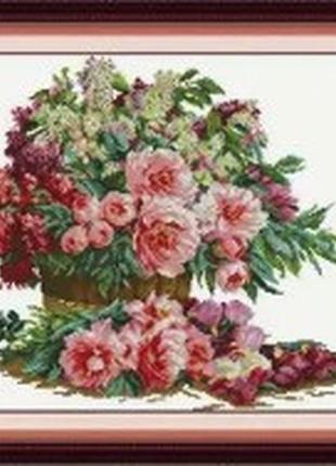 Набір для вишивання за нанесеною на канву схемою "bunch of flower".aida 11ct printed , 64*51 см