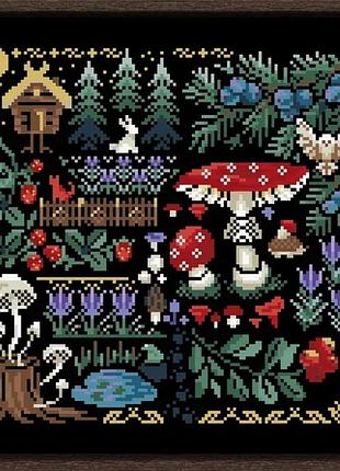 Набор для вышивания "mysterious forest". aida 14ct, 28*28см. без нанесения на канву схемы