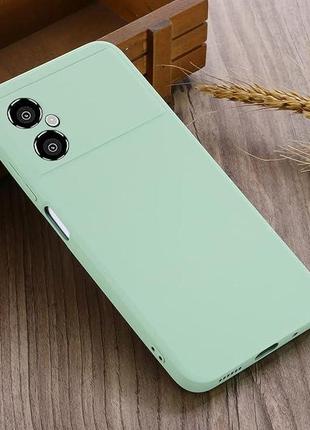 Силіконовий чохол для xiaomi poco m4 5g мятний з мікрофіброю soft touch