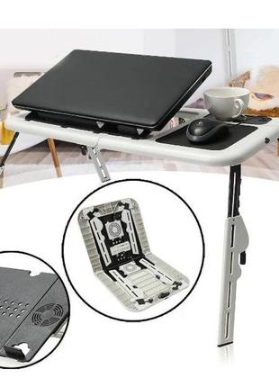 Складаний столик для ноутбука ld-09 e-table, столик з охолодженням 2 usb кулера, стіл підставка з вентиляцією