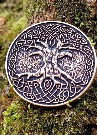 Сувенирная монета иггдрасиль из бронзы