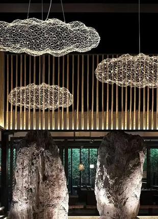 Дизайнерська декоративна срібна люстра-хмаринка led cloud