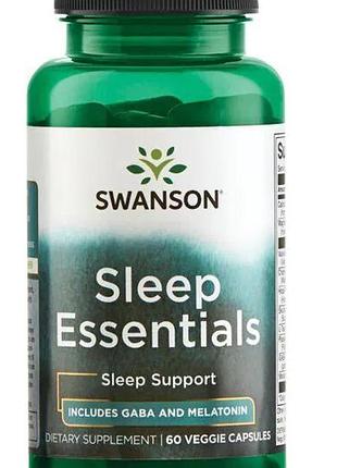 Комплекс для улучшения и качества сна sleep essentials от swanson с габа и мелатонином, 60 капсул