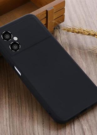 Силіконовий чохол для xiaomi poco m4 5g чорний з мікрофіброю soft touch