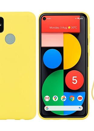 Силіконовий чохол для google pixel 4a 5g жовтий з мікрофіброю soft touch