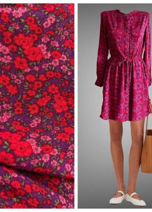 Сукня - сорочка в квіти з натуральної тканини і довгим рукавом