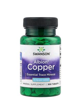 Медь 2 мг для поддержания здоровья органов и тканей (copper) swanson 300 таблеток