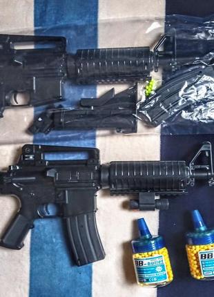Іграшковий автомат cyma colt m16 чорний на пластикових кульках лазер