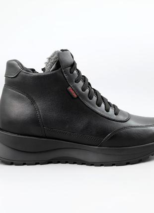 Кросівки жіночі шкіряні хутро 591154 чорні