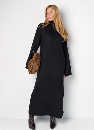 Довга в’язана сукня прямого крою - чорний цвет, l (є розміри)