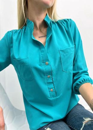 Стильна жіноча блузка з довгим рукавом блуза повсякденна літня блузка на повних жінок блуза красива5 фото