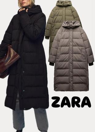 Длинный пуховик zara xs/xxl