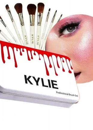 Набір пензлів для макіяжу kylie 12 штук7 фото