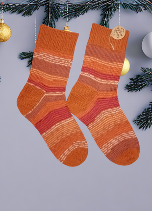 Яскраві вовняні шкарпетки, шкарпетки жіночі, в'язані шкарпетки ручної роботи