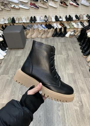 Ботинки ботиночки зима зимові шкіра шкіряні