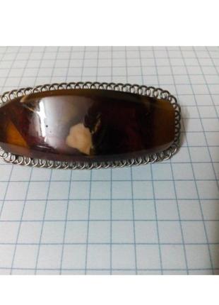 Янтарь, брошь янтарная круглая с подвесками