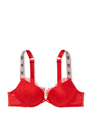 Бюстгальтер victoria's secret bombshell add-2-cups shine strap lace push-up bra very sexy lipstick4 фото