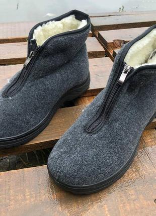 Ботинки мужские утепленные на застежке 42 размер, ботинки мужские для работы. цвет: серый3 фото
