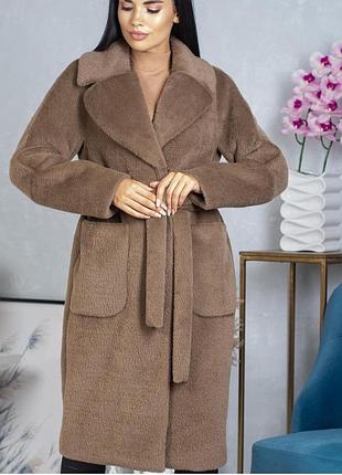 Роскошная шуба с поясом бренда emis