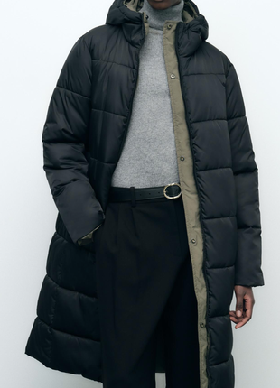 Двусторонний длинный анорак zara