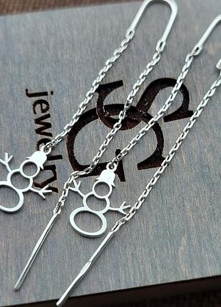 Срібні сережки протяжки сніговички